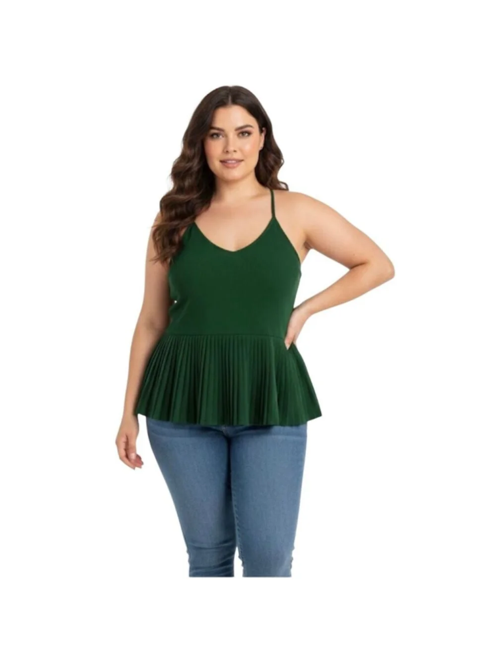 VCAY Ruffle Hem Rib-Knit Cami Top size 2XL - Picture 1 of 9
